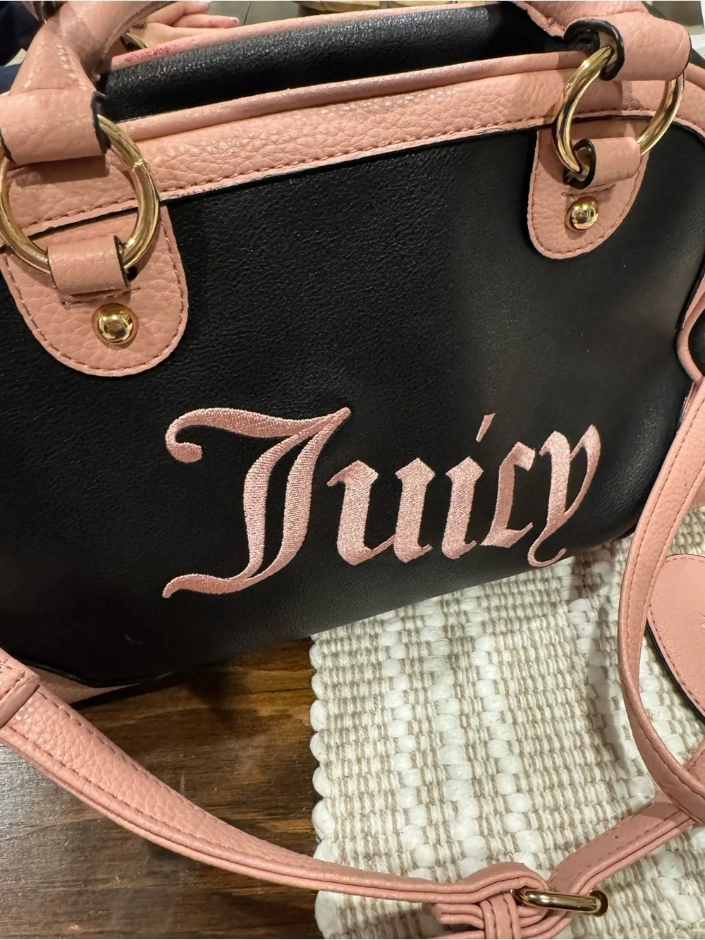 Juicy Couture Liquorice Urban Heritage Bowler Satchel - Blush and Black